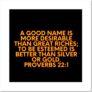 Bible Verse Proverbs 22:1 Posters and Art